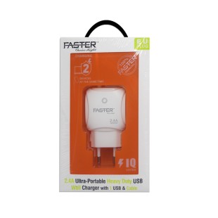 Faster 2.4A Heavy Duty USB Wall Charger IQ Series Fac-1000 price in Pakistan