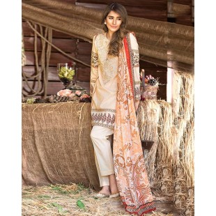 Alkaram studio Spring Collection Vol 2 3-Piece Unstitched Suit SS-128Beige price in Pakistan