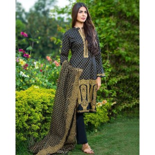 Alkaram studio Spring Collection Vol. 2 3-Piece Unstitched SS-145Black price in Pakistan