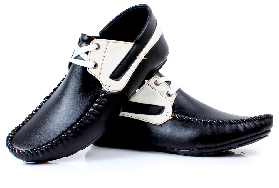 Mens Blazing Black & White Casual Lace-Up Loafers SYB-674 price in ...